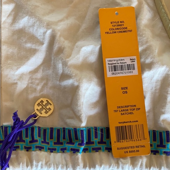 Tory Burch 797 Large Top ZIP Satchel yellow creme - Picture 4 of 14